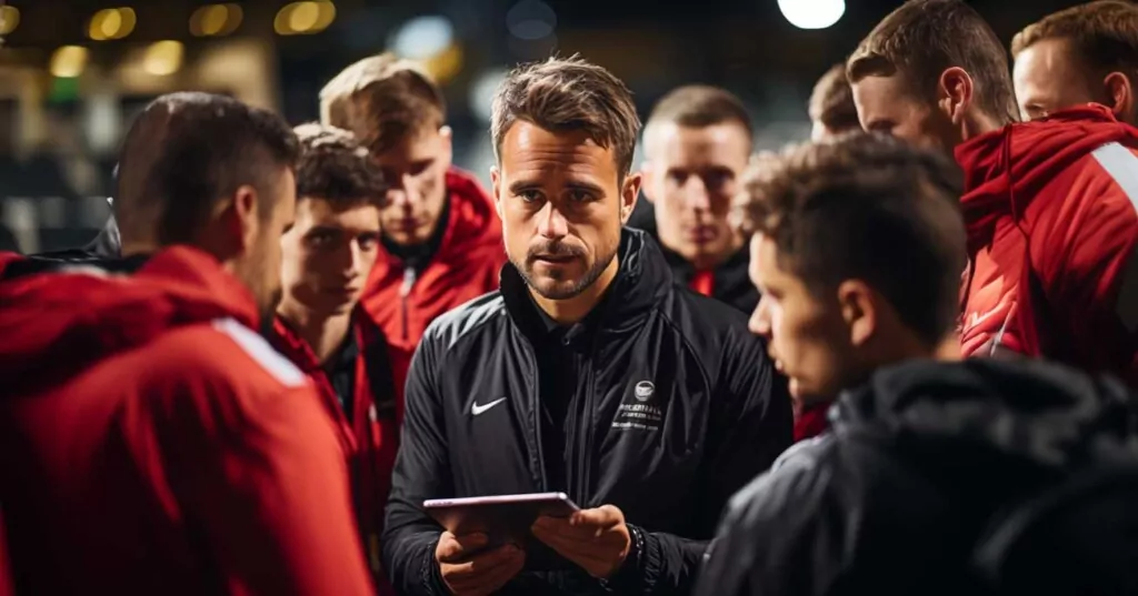Football manager in a post game review